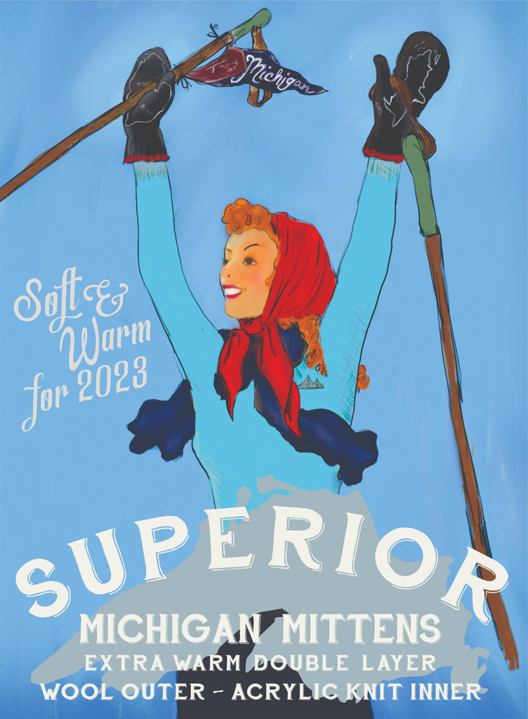 Superior Michigan Mittens: Red cuff