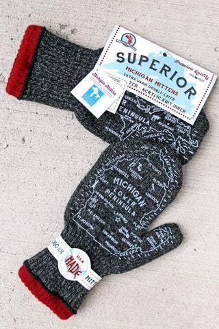 Superior Michigan Mittens: Red cuff